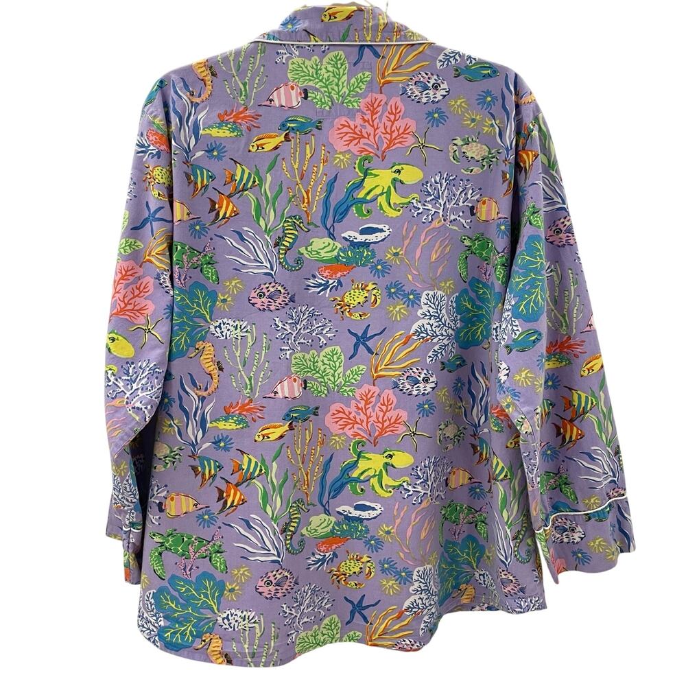 Printfresh Lavender Ocean Fish Print Pajama Top 1X - Picture 9 of 9